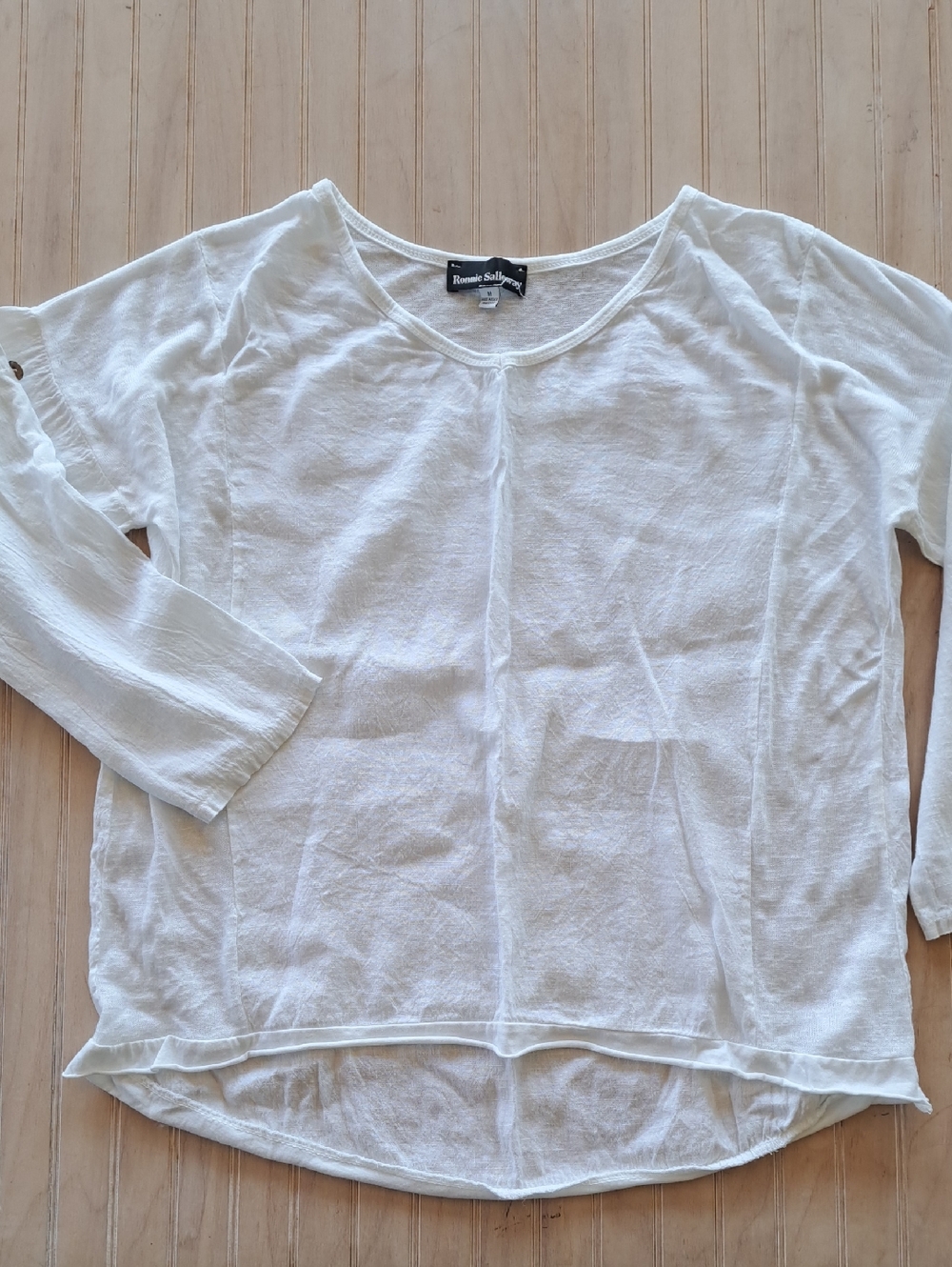 Ronnie Salloway Italy Boho 100% Linen Lagenlook Oversized Top Comfy Resortwear
